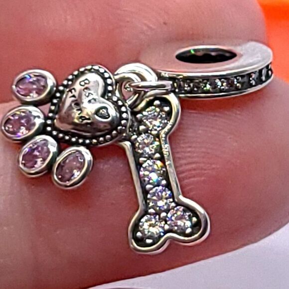 Dog Mom 🐾 Pet Lover Charm Bracelet Charms Rhinestone Bone Paw Print Dangle New - Picture 3 of 6